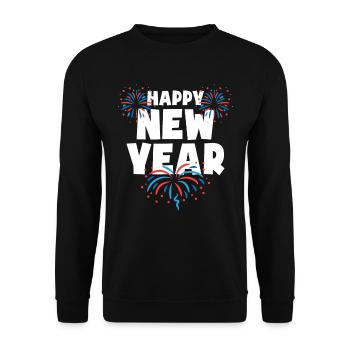 Happy New Year - Unisex Pullover - Schwarz - Vorne - Alina (178cm) & Michal (187cm)