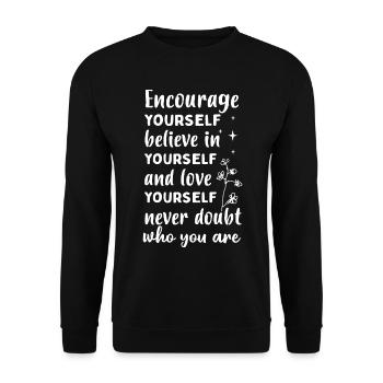 Encouragez la foi dont l’amour ne doute jamais - Sweat-shirt Unisexe - noir - Devant - Alina (178cm) & Michal (187cm)
