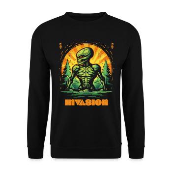 Alien Invasion der Natur - Unisex Pullover - Schwarz - Vorne - Alina (178cm) & Michal (187cm)