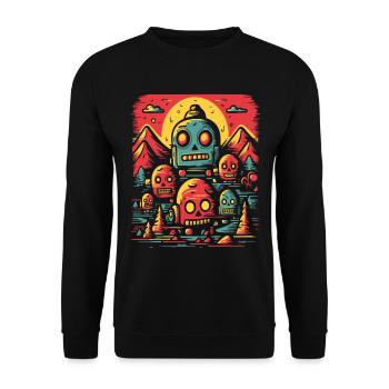 Cartoon Robotic Robot Nature - Unisex Sweatshirt - black - Front - Alina (178cm) & Michal (187cm)