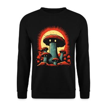 Champignons de dessin animé effrayants - Sweat-shirt Unisexe - noir - Devant - Alina (178cm) & Michal (187cm)