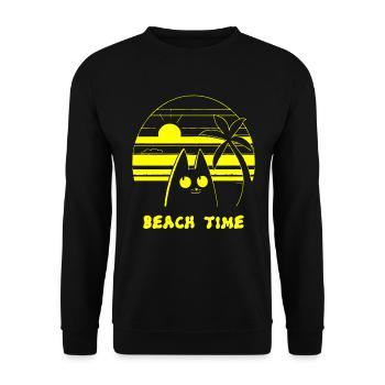 Palmiers Plage Temps Chat - Sweat-shirt Unisexe - noir - Devant - Alina (178cm) & Michal (187cm)