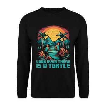 Nature Experience: Look, there's a turtle! - Unisex Sweatshirt - black - Front - Alina (178cm) & Michal (187cm)