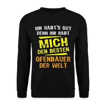 Ofenbauer Geschenk - Unisex Pullover - Schwarz - Vorne - Alina (178cm) & Michal (187cm)