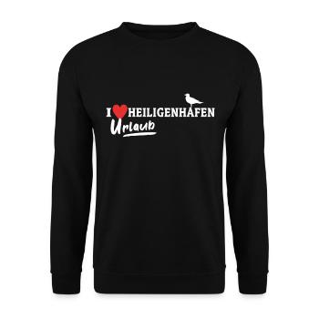 Heiligenhafen Liebe Heiligenhafener - Unisex Pullover - Schwarz - Vorne - Alina (178cm) & Michal (187cm)