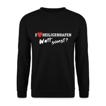 Ich Liebe Heiligenhafen - Unisex Pullover - Schwarz - Vorne - Alina (178cm) & Michal (187cm)