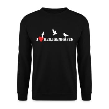 I Love Heiligenhafen Stadt - Unisex Pullover - Schwarz - Vorne - Alina (178cm) & Michal (187cm)