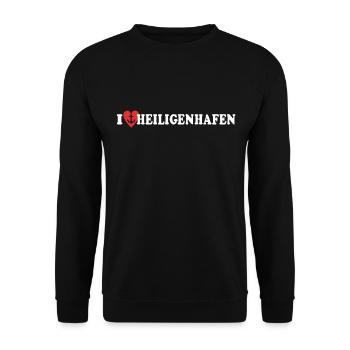 I Love Heiligenhafen Liebe - Unisex Pullover - Schwarz - Vorne - Alina (178cm) & Michal (187cm)