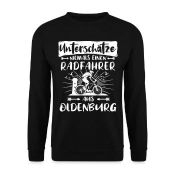 Oldenburg Fahrrad Oldenburger Radfahrer - Unisex Pullover - Schwarz - Vorne - Alina (178cm) & Michal (187cm)