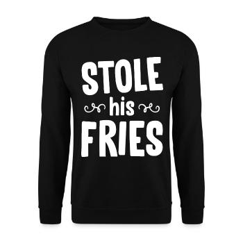 Stole His Fries Her Heart - Couple - Unisex Sweatshirt - black - Front - Alina (178cm) & Michal (187cm)