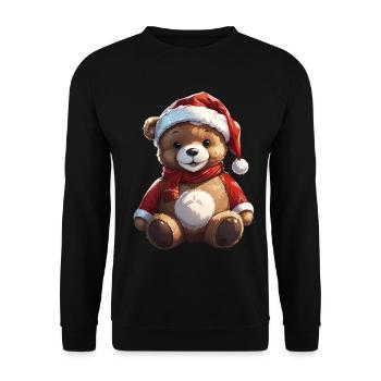 Noël mignon ours en peluche chapeau de Père Noël - Sweat-shirt Unisexe - noir - Devant - Alina (178cm) & Michal (187cm)