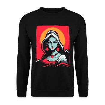 Traditionelle indische Frau - Unisex Pullover - Schwarz - Vorne - Alina (178cm) & Michal (187cm)