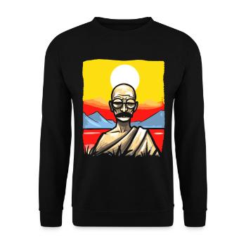Mahatma Bouddha : Dessin animé Bouddhisme - Sweat-shirt Unisexe - noir - Devant - Alina (178cm) & Michal (187cm)