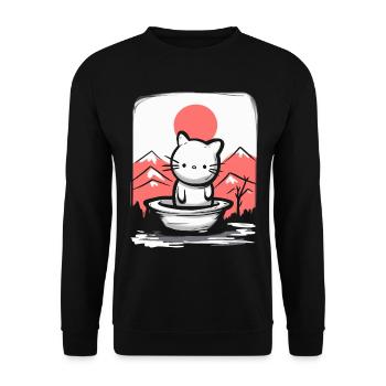 Japan under red sun, is a cute cat - Unisex Sweatshirt - black - Front - Alina (178cm) & Michal (187cm)