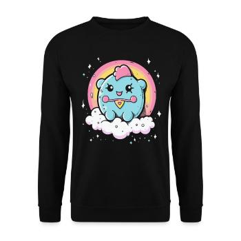 Niedliches Ding mit Regenbogen - Unisex Pullover - Schwarz - Vorne - Alina (178cm) & Michal (187cm)
