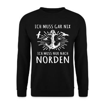 Norden Spruch - Unisex Pullover - Schwarz - Vorne - Alina (178cm) & Michal (187cm)