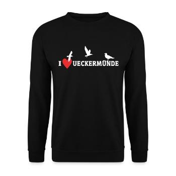 J’aime la ville d’Ueckermünde - Sweat-shirt Unisexe - noir - Devant - Alina (178cm) & Michal (187cm)