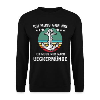 Ueckermünde Urlaub - Unisex Pullover - Schwarz - Vorne - Alina (178cm) & Michal (187cm)