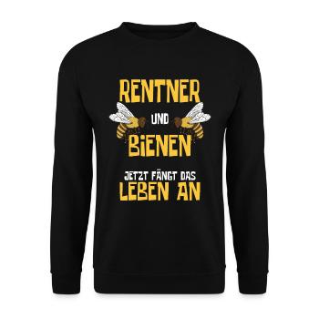 Rentner Bienen Imker - Unisex Pullover - Schwarz - Vorne - Alina (178cm) & Michal (187cm)
