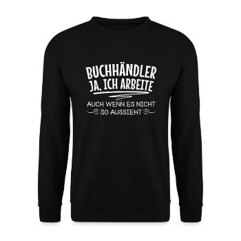 Bücherwurm Lustiger Buchhändler Leseratten - Unisex Pullover - Schwarz - Vorne - Alina (178cm) & Michal (187cm)