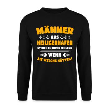 Heiligenhafen Mann Heiligenhafener Männer - Unisex Pullover - Schwarz - Vorne - Alina (178cm) & Michal (187cm)