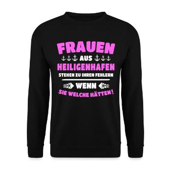 Heiligenhafen Frau Heiligenhafener Frauen - Unisex Pullover - Schwarz - Vorne - Alina (178cm) & Michal (187cm)