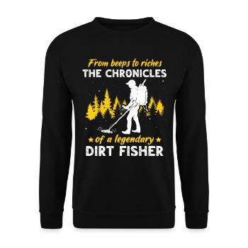 Dirt Fishing Metalldetektor - Unisex Pullover - Schwarz - Vorne - Alina (178cm) & Michal (187cm)