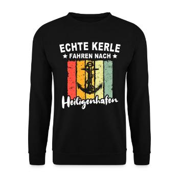 Heiligenhafen Heiligenhafener Spruch - Unisex Pullover - Schwarz - Vorne - Alina (178cm) & Michal (187cm)