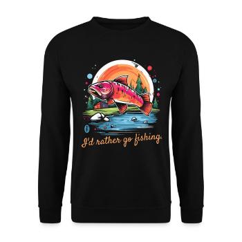 Je préfère aller à la pêche, pêcher du poisson - Sweat-shirt Unisexe - noir - Devant - Alina (178cm) & Michal (187cm)