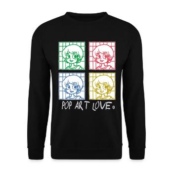 Cartoon Anime Meets Pop Art Love - Unisex Sweatshirt - black - Front - Alina (178cm) & Michal (187cm)