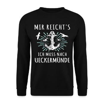 Ueckermünde Sprüche - Unisex Pullover - Schwarz - Vorne - Alina (178cm) & Michal (187cm)