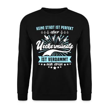 Ueckermünde Sprüche - Unisex Pullover - Schwarz - Vorne - Alina (178cm) & Michal (187cm)