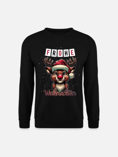 Frohe Weihnachten Rudolf das Rentier Adventszeit - Unisex Pullover - Schwarz