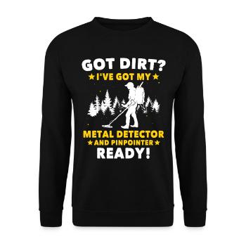 Dirt Fishing Treasure Metal Detecting - Unisex Pullover - Schwarz - Vorne - Alina (178cm) & Michal (187cm)