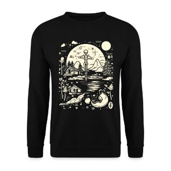 Squelette-Nature-Abstrait-Dessin Fou - Sweat-shirt Unisexe - noir - Devant - Alina (178cm) & Michal (187cm)
