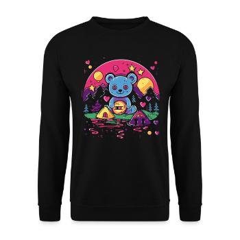 A cuddly bear in the wonderland of love - Unisex Sweatshirt - black - Front - Alina (178cm) & Michal (187cm)
