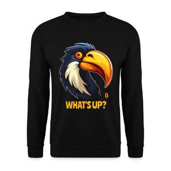 Was geht ab! Tukan Dschungel Vogel - Unisex Pullover - Schwarz - Vorne - Alina (178cm) & Michal (187cm)