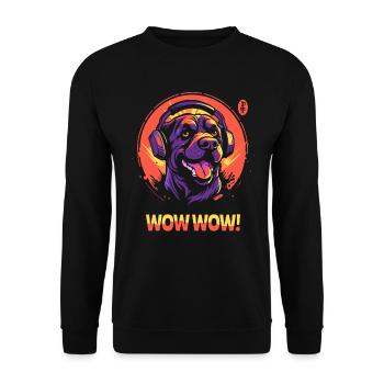 Wow Wow Music with Headphones Dog - Unisex Sweatshirt - black - Front - Alina (178cm) & Michal (187cm)