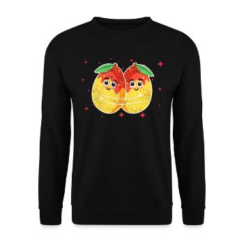 Cute Apricot Couple Hugging Apricot Fruits Lovers - Unisex Sweatshirt - black - Front - Alina (178cm) & Michal (187cm)