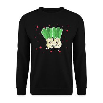 Cute Celery Couple Hugging Celery Lovers - Unisex Pullover - Schwarz - Vorne - Alina (178cm) & Michal (187cm)