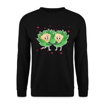 Cute Cauliflower Couple Hugging Cauliflower Lovers - Unisex Pullover - Schwarz - Vorne - Alina (178cm) & Michal (187cm)