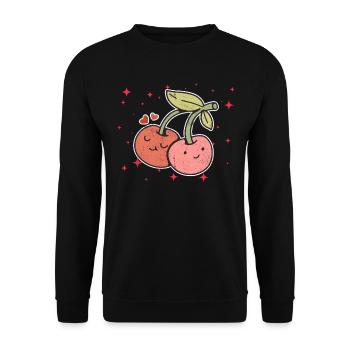 Couple de cerises mignon étreignant les amateurs de cerises - Sweat-shirt Unisexe - noir - Devant - Alina (178cm) & Michal (187cm)