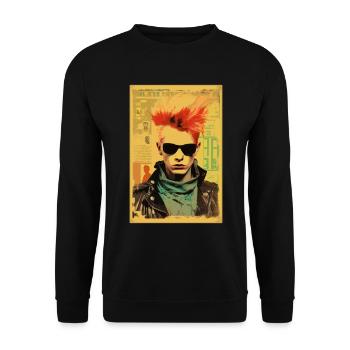 Vintage Poster: 80s Punk Rock Magazin - Unisex Pullover - Schwarz - Vorne - Alina (178cm) & Michal (187cm)