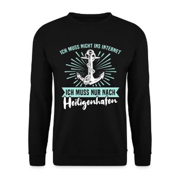 Lustige Heiligenhafen Sprüche - Unisex Pullover - Schwarz - Vorne - Alina (178cm) & Michal (187cm)
