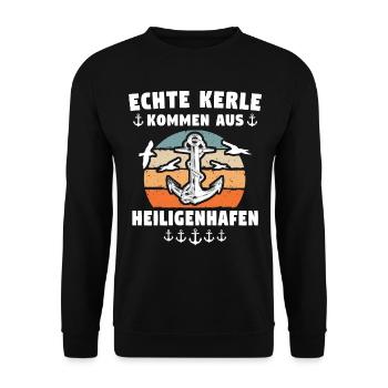 Heiligenhafen Sprüche - Unisex Pullover - Schwarz - Vorne - Alina (178cm) & Michal (187cm)
