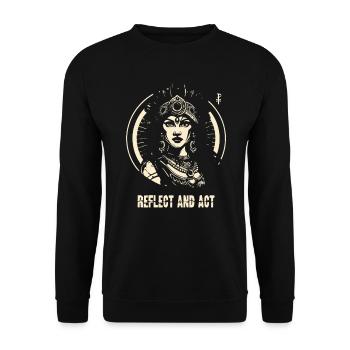 Reflect and act, indigenous woman - Unisex Sweatshirt - black - Front - Alina (178cm) & Michal (187cm)