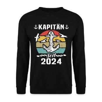 Kapitän 2024 Bootsführerschein - Unisex Pullover - Schwarz - Vorne - Alina (178cm) & Michal (187cm)