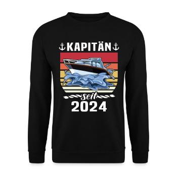 Kapitän 2024 Bootsführerschein - Unisex Pullover - Schwarz - Vorne - Alina (178cm) & Michal (187cm)