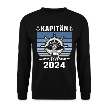 Kapitän 2024 Bootsführerschein - Unisex Pullover - Schwarz - Vorne - Alina (178cm) & Michal (187cm)