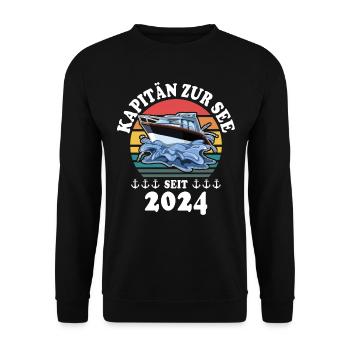 Boot Bootsführerschein 2024 Kapitän - Unisex Pullover - Schwarz - Vorne - Alina (178cm) & Michal (187cm)